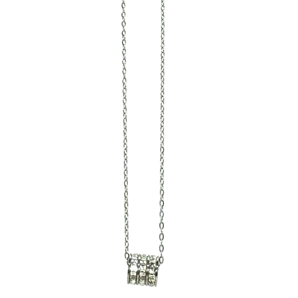 Triluxe –Triple Crystal Barrel Pendant Necklace Tarnish Resistant Stainless